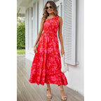 Prettygarden Women'S Summer Floral One Shoulder Maxi Dress Knot Ruffle Boho Beach Vacation Wedding Guest Long Sun Dresses