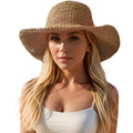Floppy Big Beach Straw Hats for Women Foldable Summer Wide Brim Packable Sun Hat Womens Travel Straw Fedora Hat