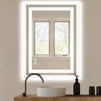Dumos 24.1"X32.1" Led Bathroom Mirror, Smart Anti-Fog Bathroom Vanity Mirror With Front Light & Backlit, 3 Color Temperatures, Dimmable, Memory Function