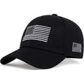 Patriotic-USA-Baseball-Caps Woman-Man-Washed-Worn-Out-Mesh-Sun-Hat for 4th July (Size M) Black