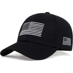 Patriotic-USA-Baseball-Caps Woman-Man-Washed-Worn-Out-Mesh-Sun-Hat for 4th July (Size M) Black