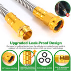 Garden Hose 50Ft, Flexible Stainless Steel Metal Water Hose With 10-Function Nozzle, No-Kink, Leak-Proof, Wear-Resistant, 3/4 Ght, Easy To Use And Store For Garden, Yard, Lawn, Outdoor