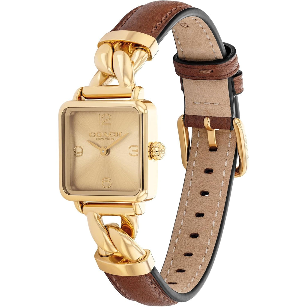 Coach Cass Women'S 2H Quartz Watch – Square Stainless Steel Case – Calfskin Strap – Stylish Accessory, Gift For Her 22M