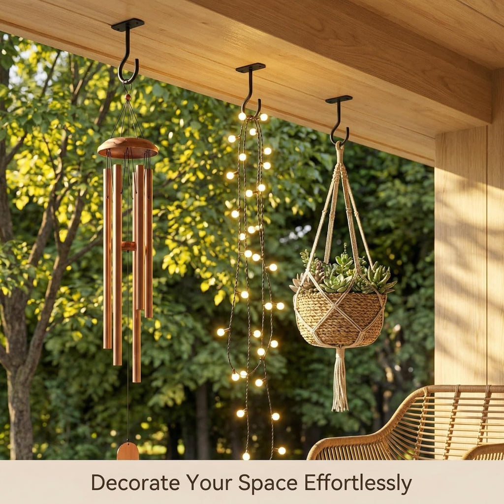 Ceiling Hooks For Hanging Plants 2Pack 2.5In,Wall Plant Hooks Black | For Plants,Lights,Planters,Lanterns,Hanging Bird Feeders,Wind Chimes,Indoor&Outdoor Decoration