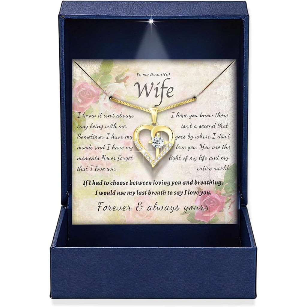 Moissanite Cross Necklace for Women in Light-Up Gift Box Heart Cross Jewelry 1CT Pendant for Women Mothers Day Gifts for Wife Anniversary Birthday Gifts (S925 Sterling Silver/18K Real Gold Filled)
