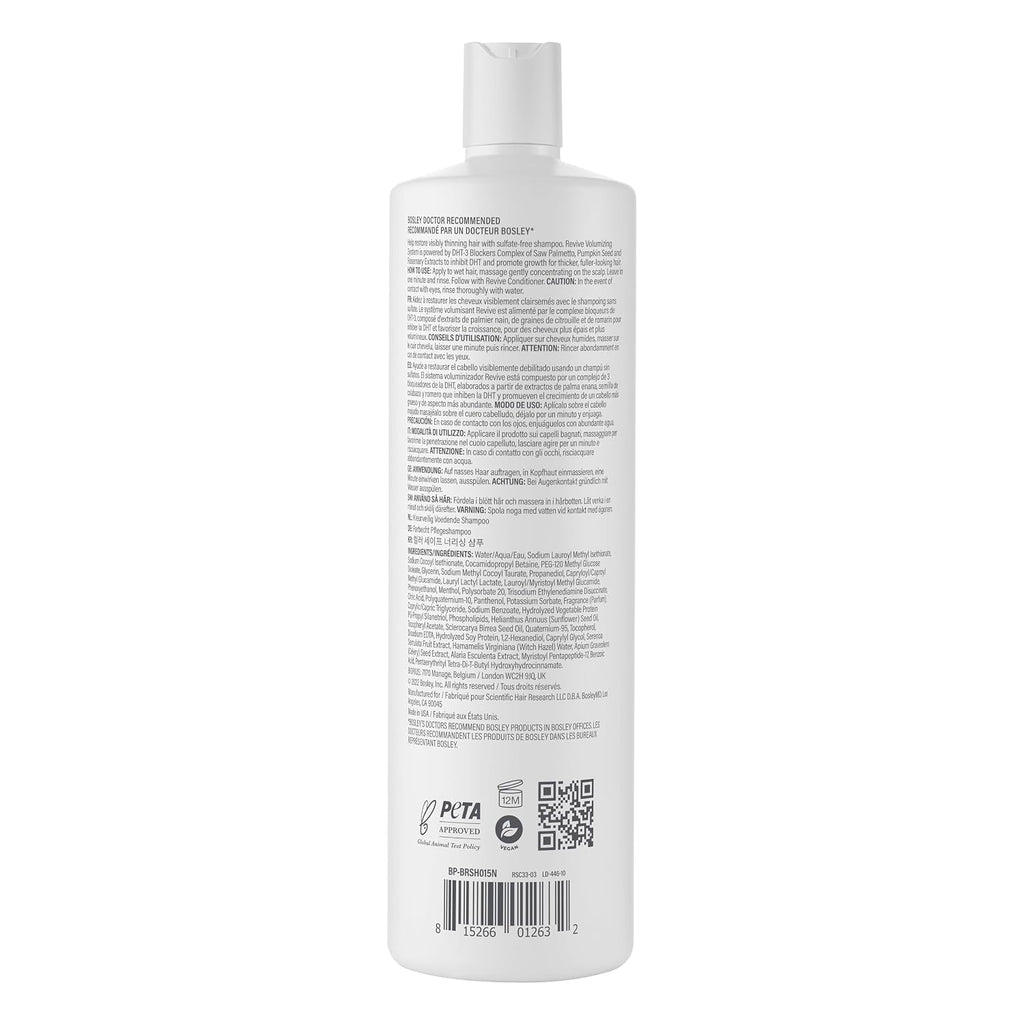 Bosleymd Bosrevive Nourishing Shampoo For Thinning Hair (Color Safe) – Dht Blocker, Sulfate-Free, Vegan Formula With Biotin, Saw Palmetto & Rosemary – Strengthens & Volumizes – 33.8 Fl Oz