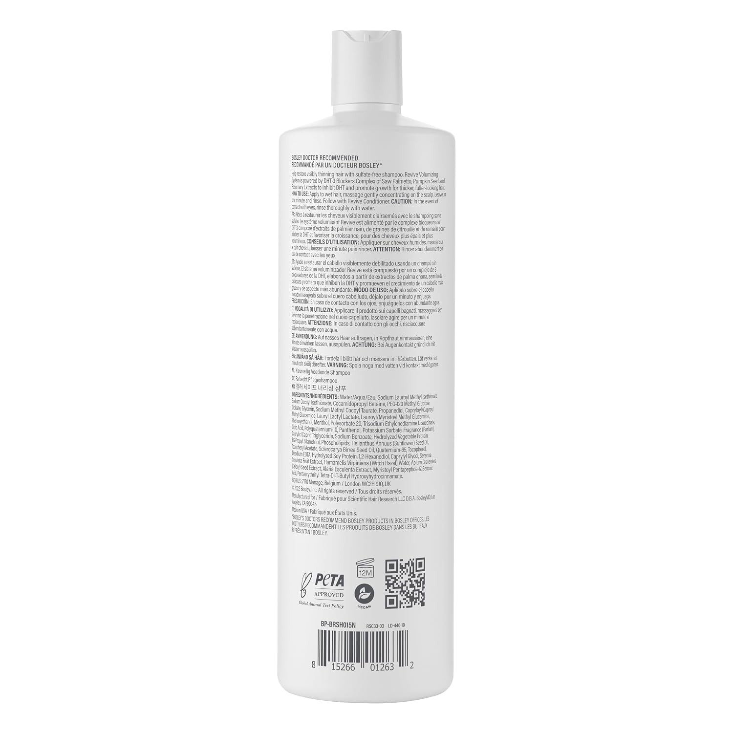 Bosleymd Bosrevive Nourishing Shampoo For Thinning Hair (Color Safe) – Dht Blocker, Sulfate-Free, Vegan Formula With Biotin, Saw Palmetto & Rosemary – Strengthens & Volumizes – 33.8 Fl Oz