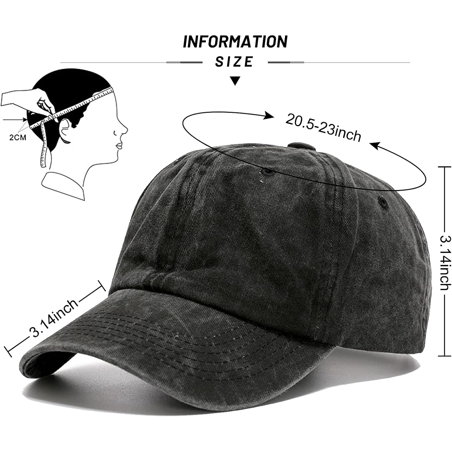 Ultrafun Unisex Vintage Baseball Cap Washed Distressed Plain Blank Baseball Hat Adjustable Dad Hat for Outdoor Sports