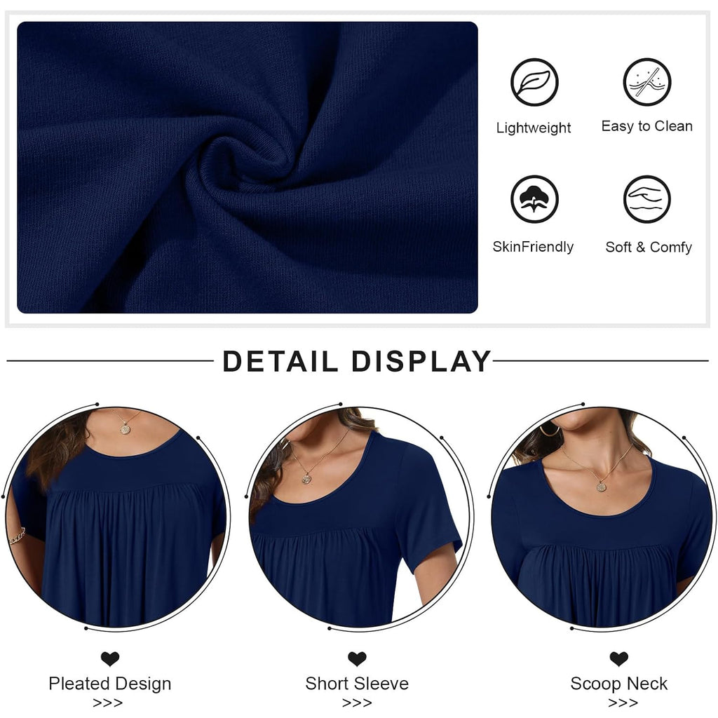 CATHY Women's 2026 Summer Short Sleeve Tunic Tops Loose Fit Comfy Blouses Casual Shirts for Leggings M-4XL