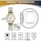 Jewelrywe Women'S Ultra Thin Easy Reader Watch With Elastic Strap Golden/Silver Tone Stretch Band Watches For Daily And Office