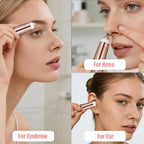 Eyebrow Trimmer for Women, Rechargeable Eyebrow Hair Remover, Painless Electric Razor with 2 x Replacement Heads, Eye Brow and Face Epilator Hair Removal (Rose Gold)