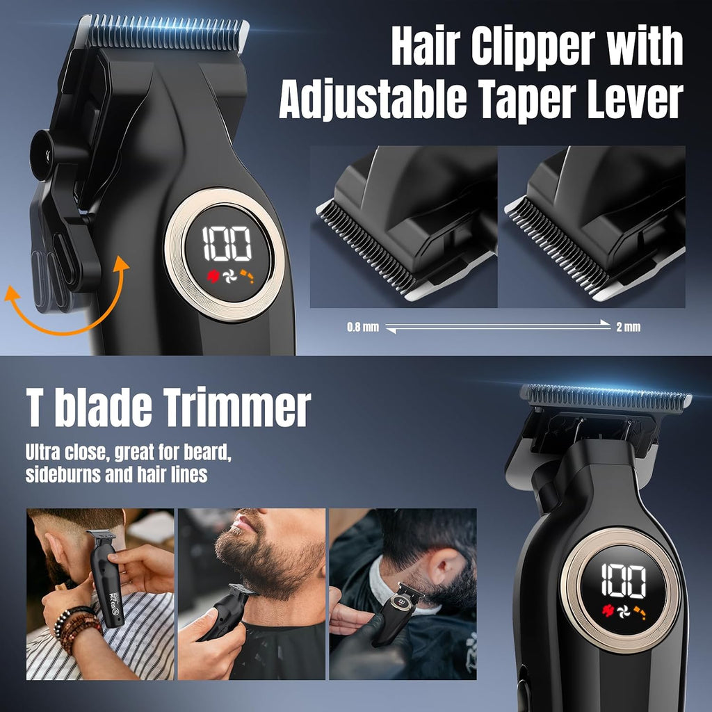 Hair Clippers For Men Professional, Cordless Barber Clippers And Trimmers Set, Electric Clippers For Hair Cutting Kit With Led Display, Gift For Men
