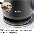 Chefman Gooseneck Electric Kettle, 0.8L Pour Over Tea Kettle For Coffee And Tea, One-Touch Operation, Boil-Dry Protection, Auto Shut-Off, Ultra-Fast Hot Water Boiler – Black