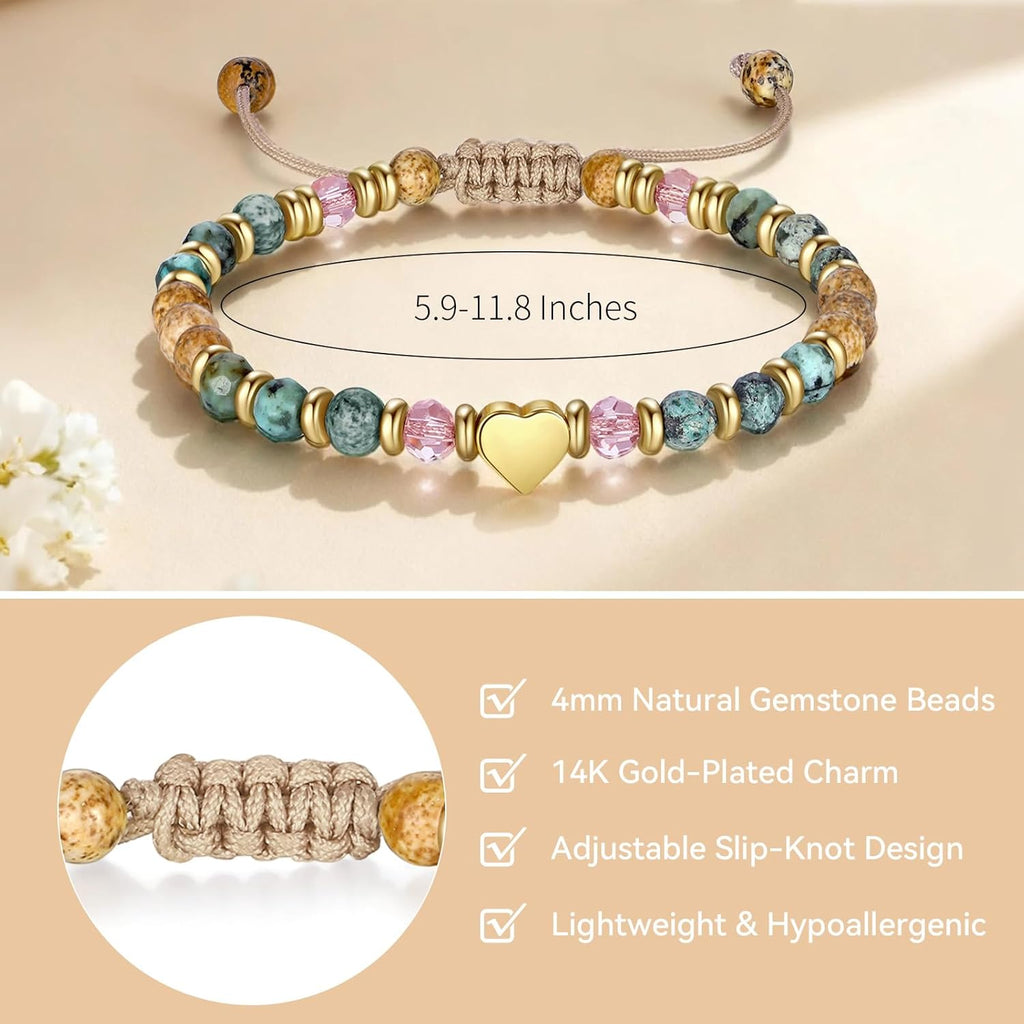 yupoxiu Inspirational Gifts for Women Birthday - Healing Natural Stone Bracelets, Thinking of You Get Well Soon Gifts for Women Friend Sister