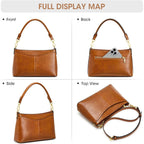 Kattee Genuine Leather Crossbody Bags For Women Small Shoulder Purse Handbags With 2 Detachable Straps 6 Card Slots