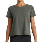 Reebok Women's Embroidery Hit Graphic Crewneck T-Shirt, Standard Fit, Lightweight Stretch Cotton Fabric Grit Green