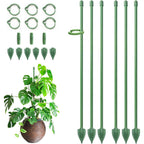 Rifny Plant Stakes For Indoor Plants, 14 Inch Plant Support Stakes With Clips, Tall Adjustable Plant Sticks For Indoor Monstera Tomato Orchid Potted Plants Flower (6 Pcs, Green)