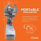 O2Cool Deluxe Handheld Misting Fan Battery Powered Grey | Yes