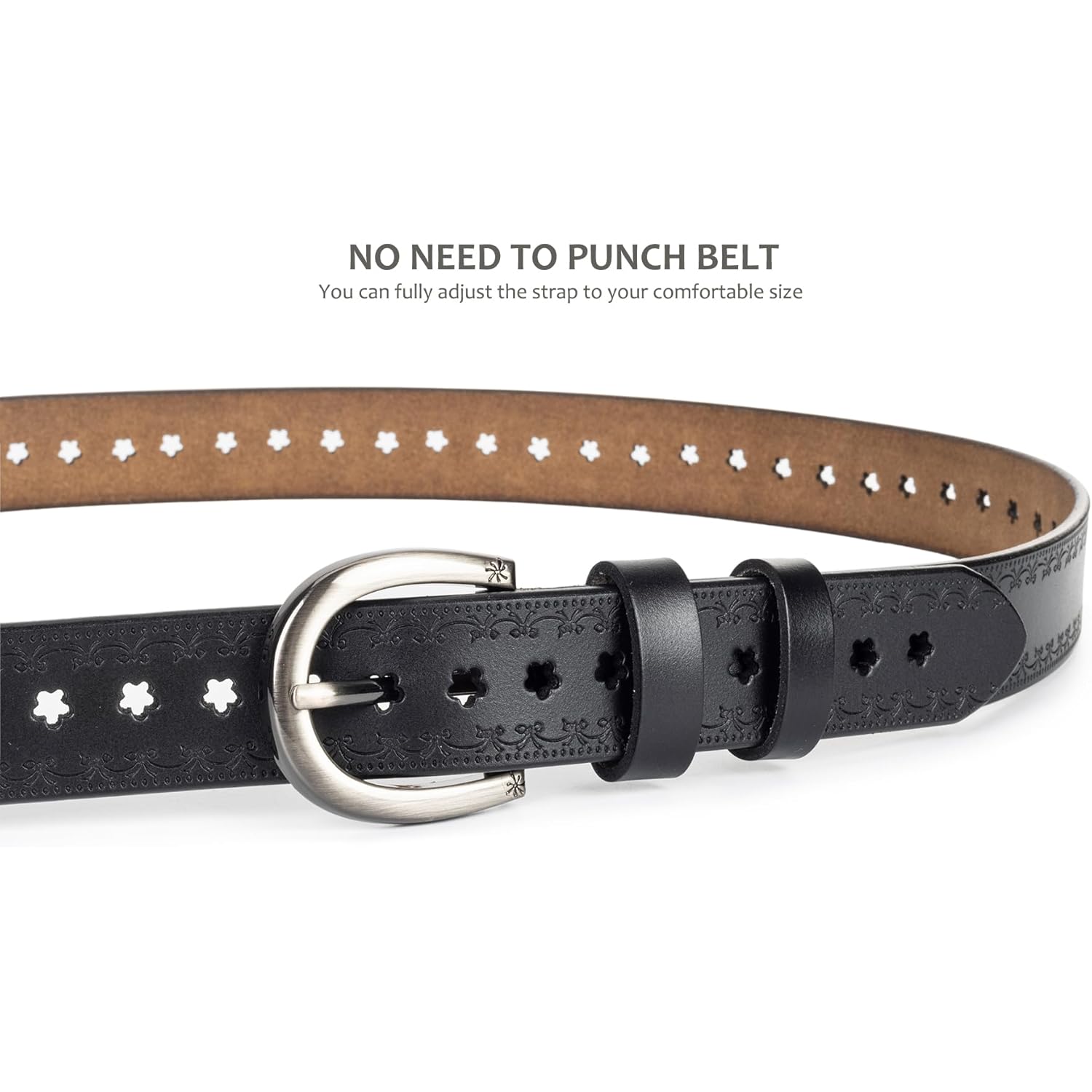 XuoAz Women-Leather-Belt for Jeans Pants Adjustable-Fashion-Casual-Waist-Belts Hollow Flower Belt for Ladies Girls