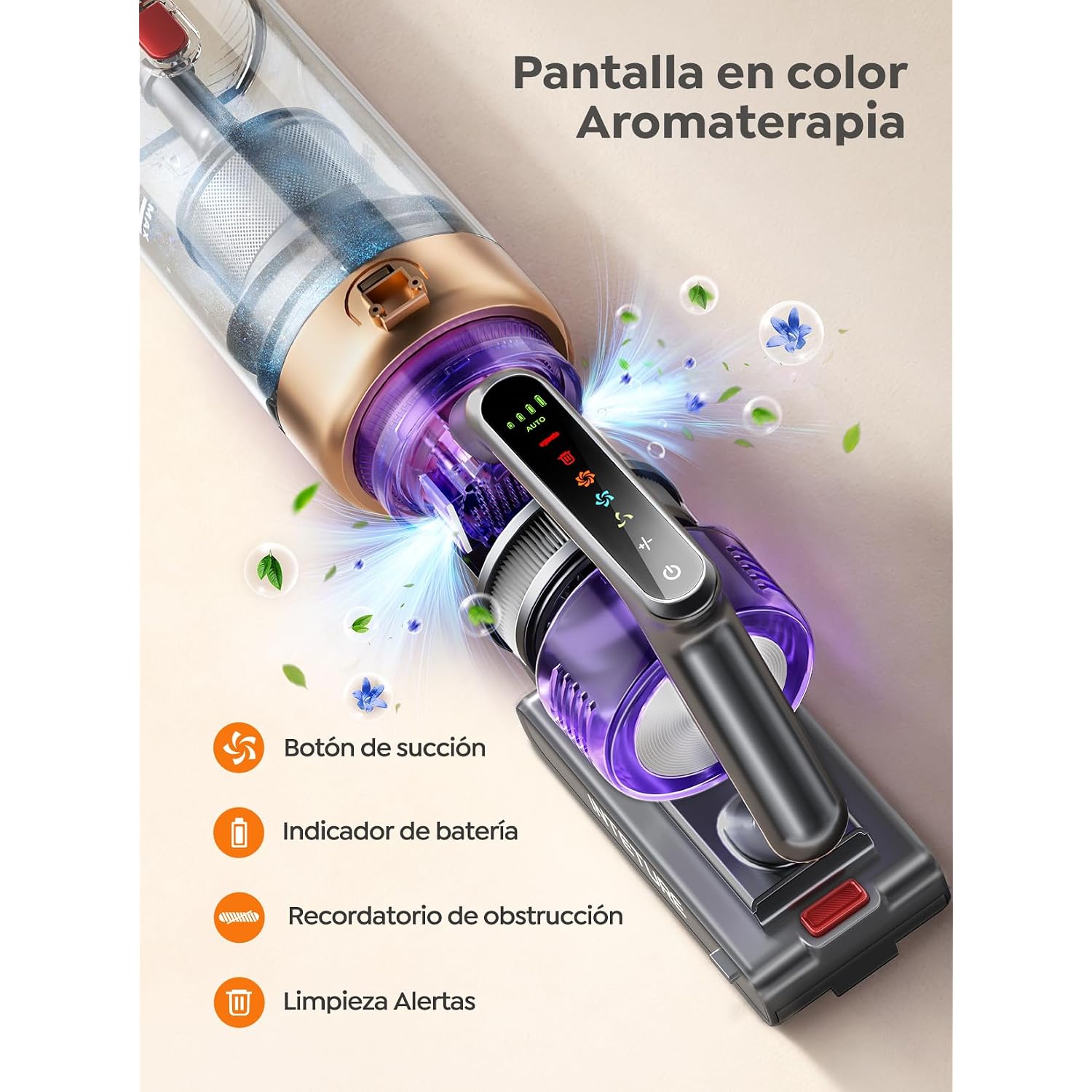 Inteture Cordless Vacuum Cleaner, 650W 55Kpa 70 Mins Vacuum Cleaners For Home, Anti-Tangle Stick Vacuum With Touch Screen, Wall Mount Charging, Upgraded Vacuum Cordless For Pet Hair/Carpet/Floors