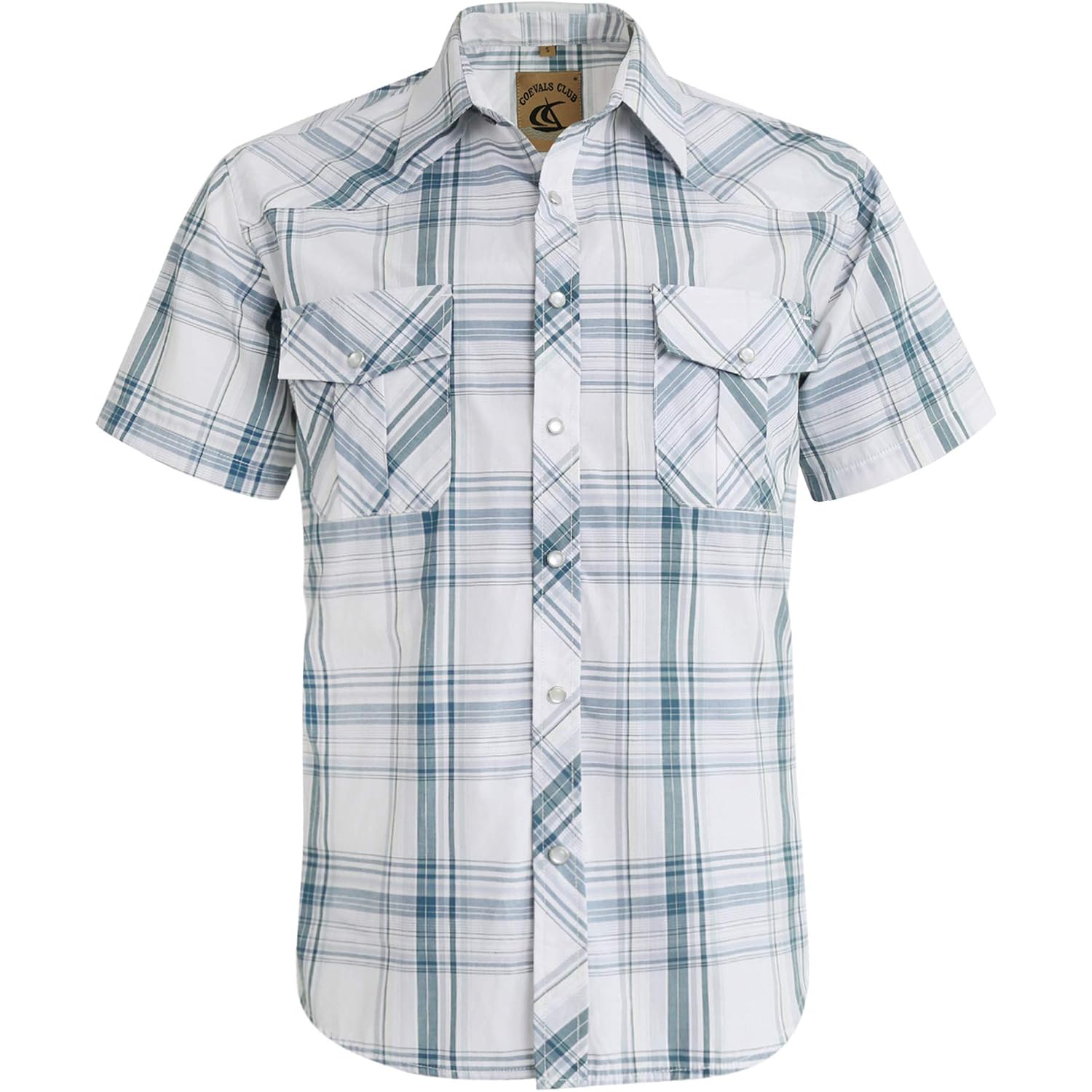Coevals Club Men'S Western Cowboy Short Sleeve Pearl Snap Casual Plaid Work Shirts