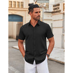 Coofandy Men'S Stretch Dress Shirts Short Sleeve Wrinkle Free Casual Button Down Shirts