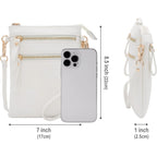 Solene Small Crossbody Bag for Women, Multi Zip Pockets with Detachable Wristlet, Lightweight Travel Purse, Cell Phone Pouch
