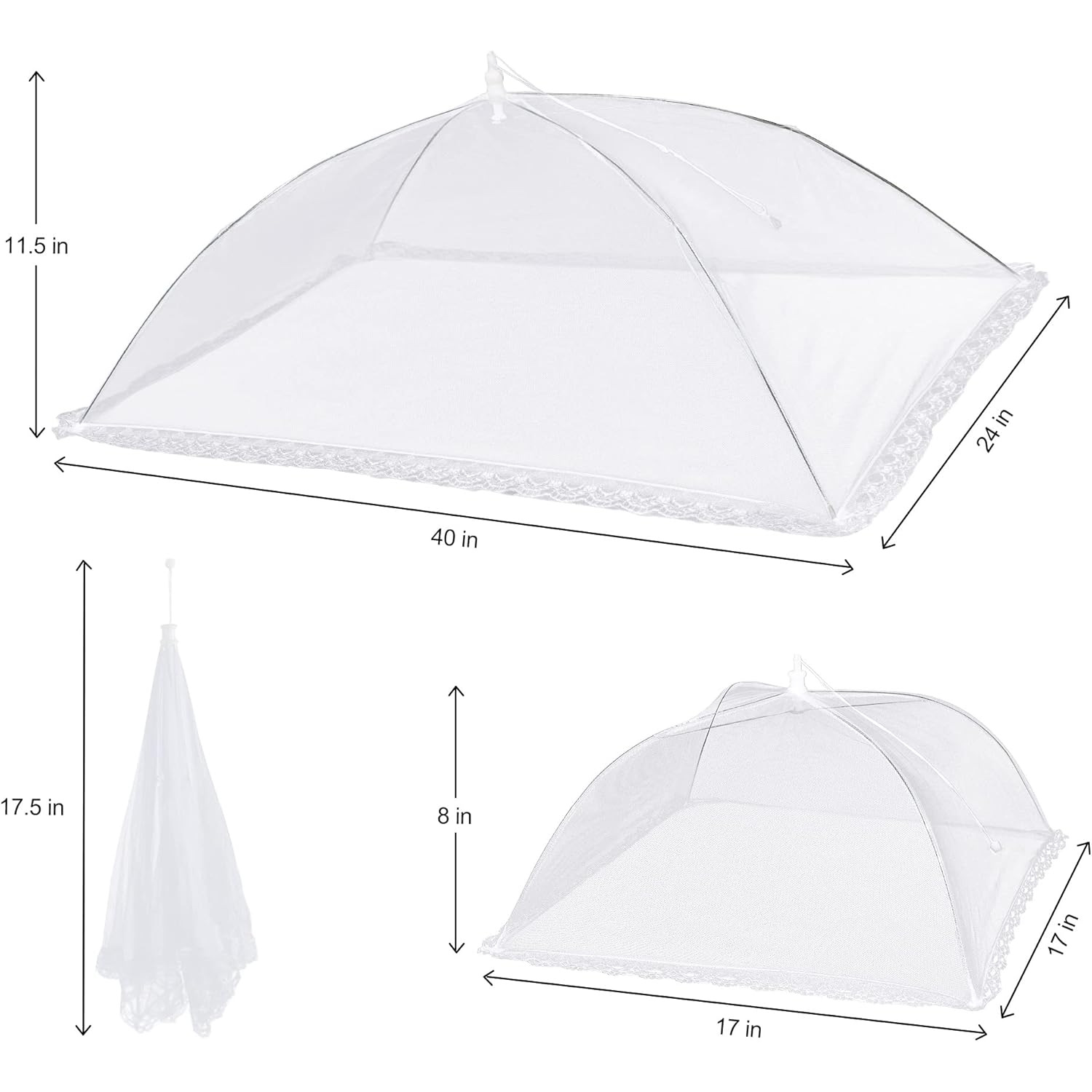 10 PACK Mesh Food Covers for Outside, Food Covers Outdoors Pop-up Food Tents 2 Extra Large (40"x24") & 8 Large (17"x17") for Picnic, Camping Supplies