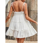 Makemechic Women'S Boho Mini Dress Summer Vacation Sundress Dots Sleeveless Cami Country Short Dress