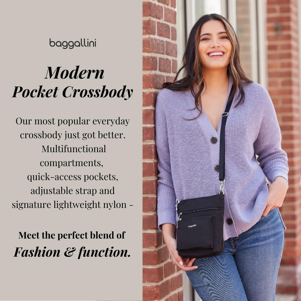 Baggallini Modern Pocket Crossbody Bag For Women, 8.5"X8.5" Handbag Purse With Rfid, Lightweight Water-Resistant