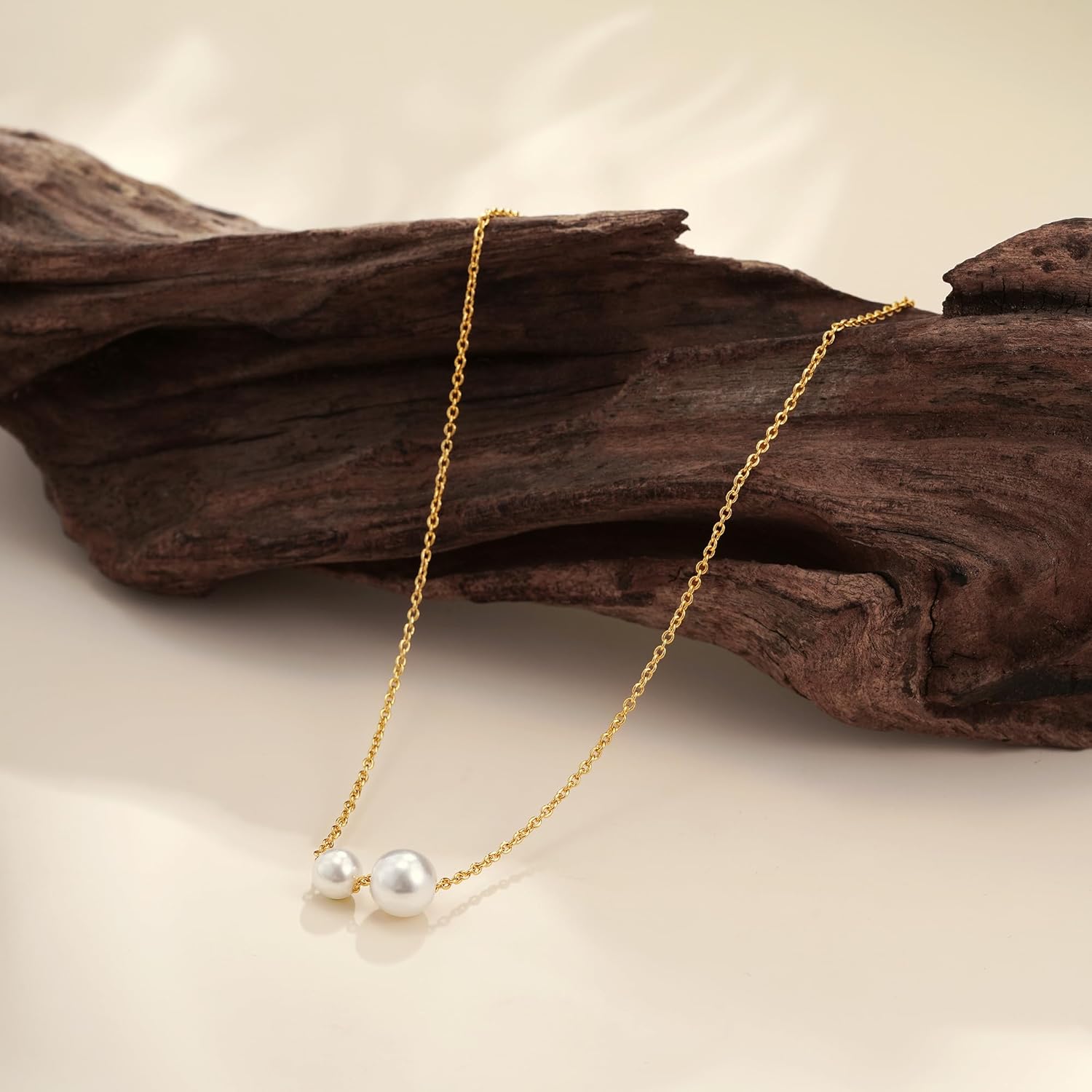 Mothers Day Gifts- Pearl Necklaces for Women Trendy, 14k Gold Plated Dainty Necklace Simple Pearl Drop Single Charm Pendant Necklace Birthday Wedding Gifts Gold Jewelry for Women