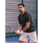 Plop 2 Pack Mens 1/4 Zipper Muscle Polo Shirts Slim Fit Collared Shirt Short Sleeve Ribbed Knit Fitted Casual Athletic Tee