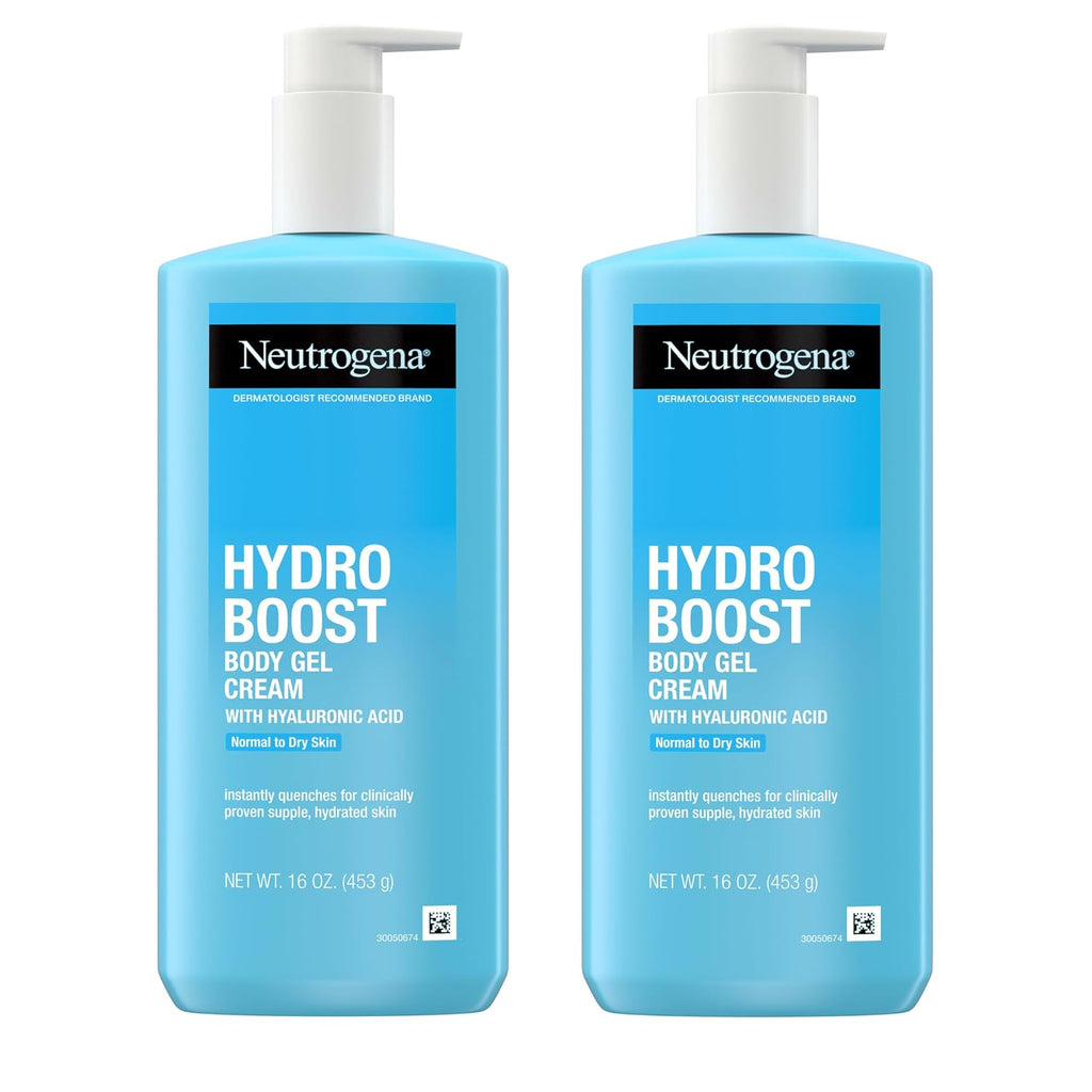 Neutrogena Hydro Boost Body Gel Cream, Hydrating Body Lotion With Hyaluronic Acid For Normal To Dry Skin, Hyaluronic Acid Lightweight Moisturizer, 16 Oz, 2 Pack