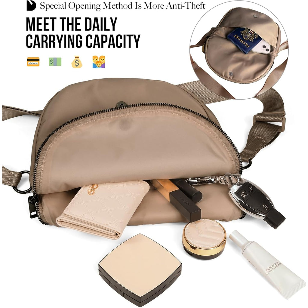 Crescent Bag For Women And Men, Fashion Medium Nylon Folding Crescent Moon Bag Single Shoulder Bag With Adjustable Strap