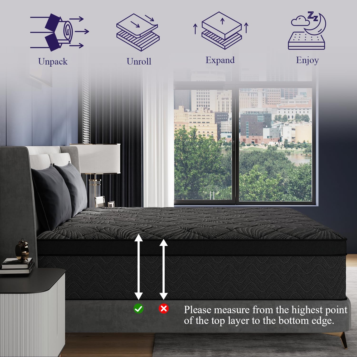 Hiboss Twin Size Mattress (Upgraded), 12 Inch Luxury Hybrid Twin Mattress In A Box, Cooling Gel Memory Foam & Pocket Springs, Medium Firm, Back Pain Relief, Extra Edge Support, 365-Night Trial