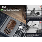 SYOKAMI 2026 Upgrade Knife Set 7 Piece Japanese Style Kitchen Knife Set With Foldable Magnetic Acacia Wood Block Sharp High Carbon Stainless Steel Chef Knives Set with Anti-slip Handle, Ideal for Gift