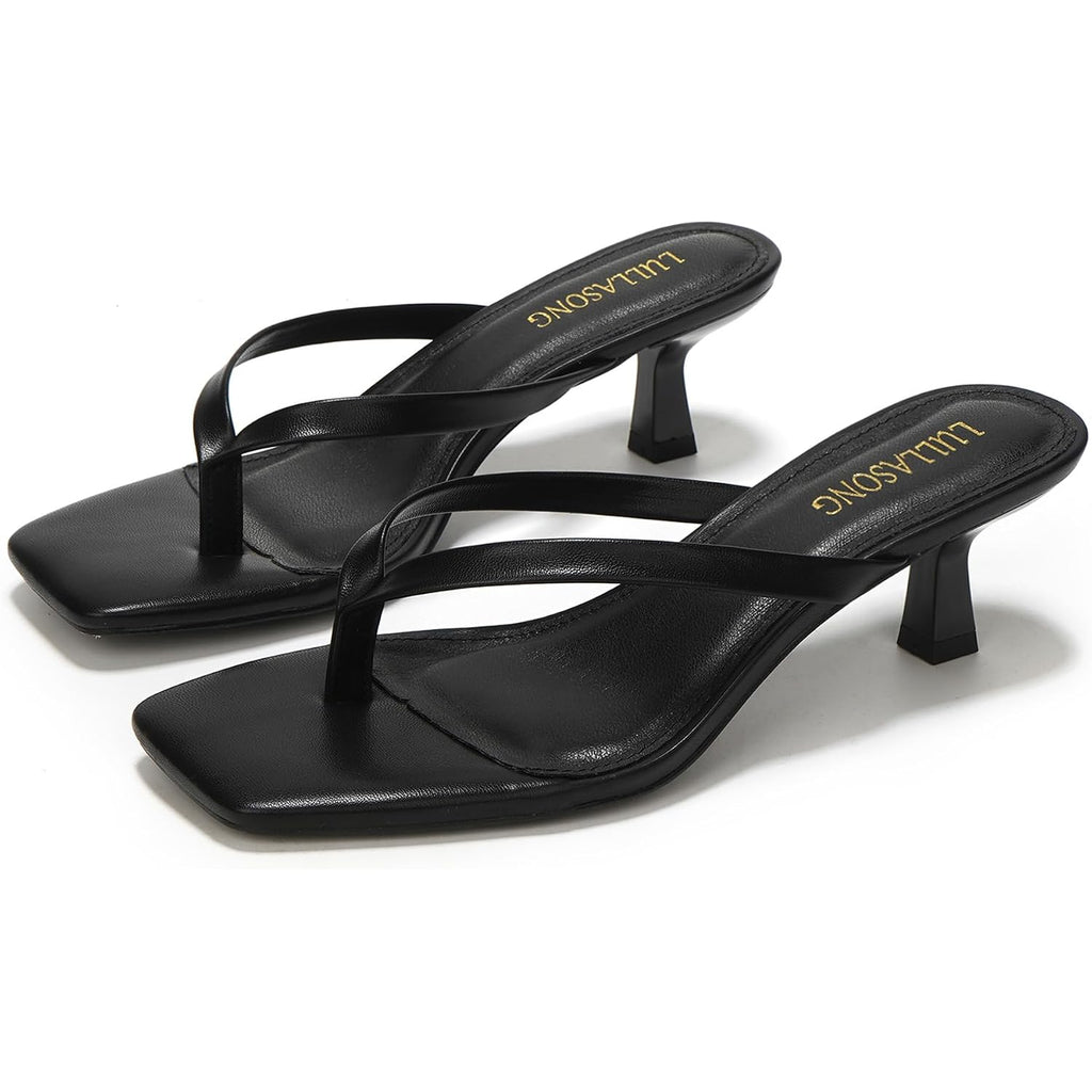 Women'S Kitten Heels Sandals Square Open Toe Flip Flop Heels 1.8-2 Inch Heeled Sandals For Women
