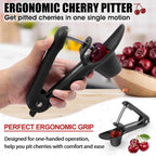Schvubenr Cherry Pitter Tool - Stainless Steel Cherry Corer Pitter With Ergonomic Push Design - Easy To Use For Making Cherry Jam - Pit Cherry With Ease, Saving Time & Space With Lock Design(Black)