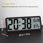 Digital Lcd Wall Clock Easy To Set, 8.5 Inch Lcd Screen With Time/Date/Temperature Display,Simple Digital Desk Clock With 12/24H For Bedroom Living Room Office Décor