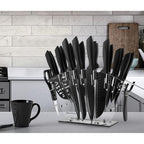 Kitchen Knife Set With Block, 19 Pcs High Carbon Stainless Steel Sharp Includes Serrated Steak Knives Set, Chef Knives, Bread Knife, Scissor, Sharpener, All In One