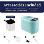 Elite Gourmet Programmable Bread Maker, 2 lb Loaf, 3 Sizes, 19 Presets incl. Gluten-Free, Dough & Jam, Delay Timer, Mint