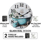 Bathroom Wall Clock,Rustic Style Waterproof Glass Shower Clock Wall Clock For Bathroom Pool Decor (8 Inch,Blue)