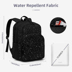 Backpack For Women,College Backpack,Quilted Casual Daypack,Waterproof Bookbag For 15.6Inch Laptop (Black)