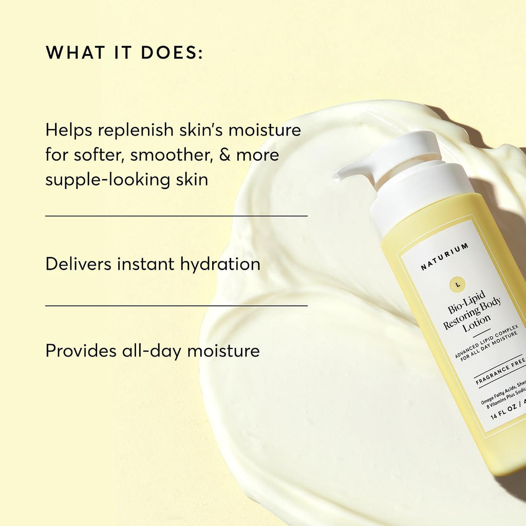 Naturium Bio-Lipid Restoring Moisturizing Body Lotion With Shea Butter, Fragrance Free, 14 Oz
