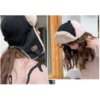 Women Winter Furry Trapper Hat with Earflaps Warm Faux Fur Windproof Russian Trooper Cap Fleece Lined Plush Hunting Ski
