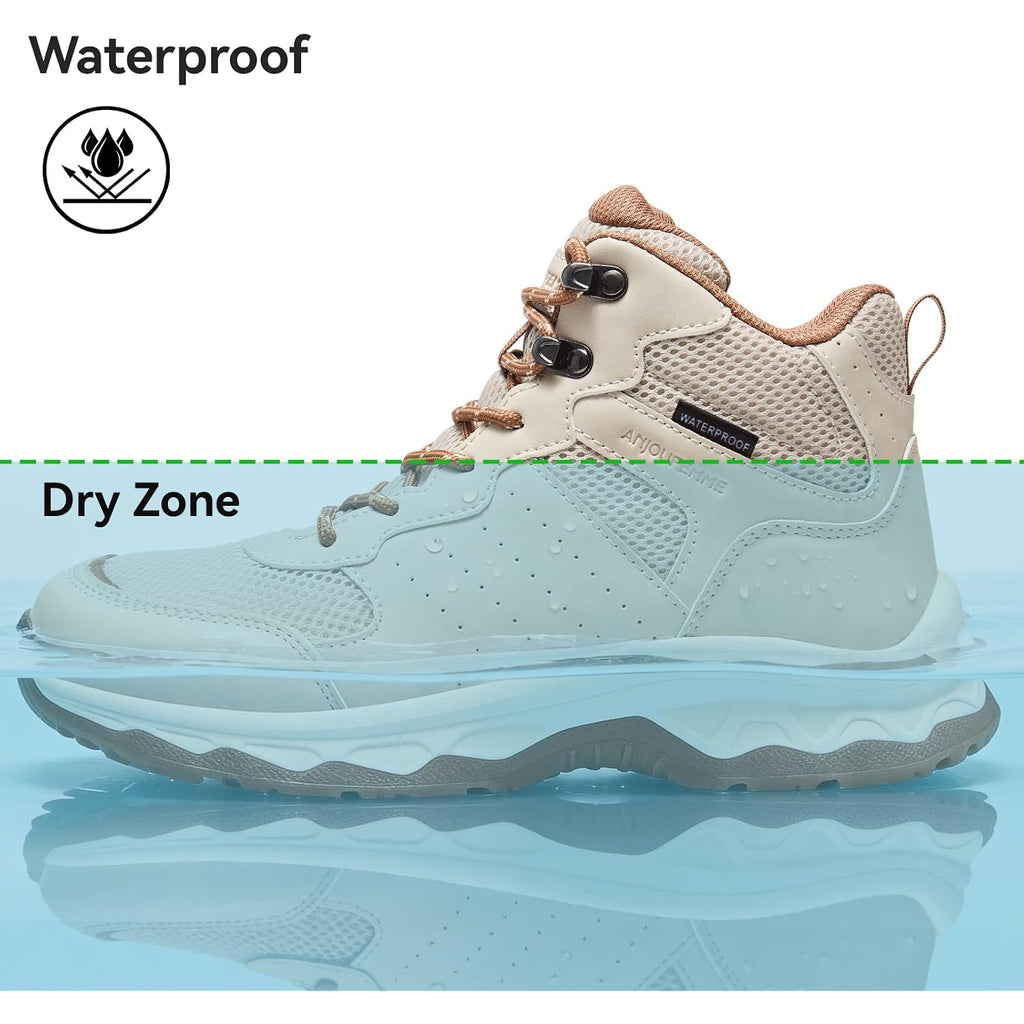 Anjoufemme Women'S Waterproof Hiking Boots Lightweight Non-Slip Outdoor | Trekking, Backpacking, Camping, Breathable & Durable