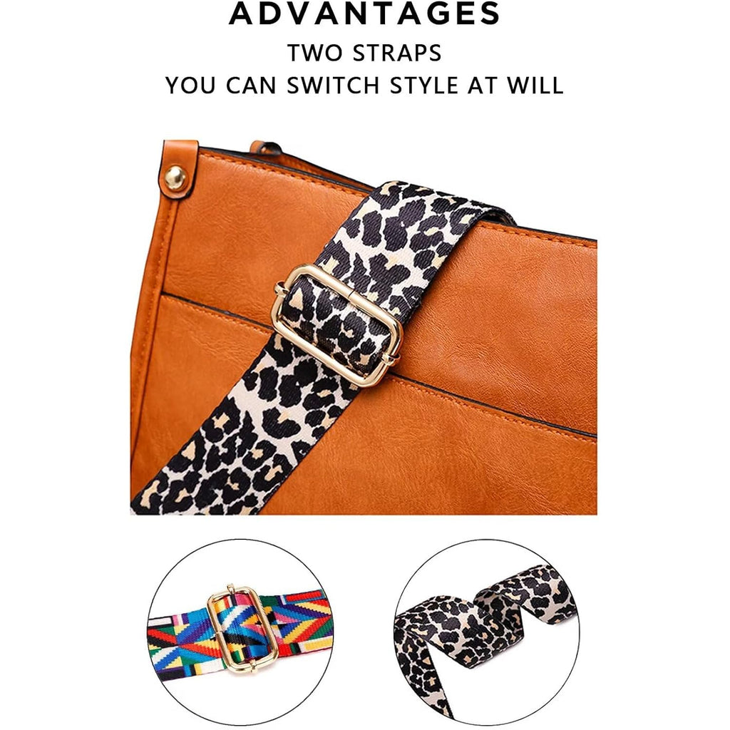 AUYOCO Vegan Leather Crossbody Bags for Women, Crossbody Purse with Guitar Strap Zipped Pockets Handbag Shoulder Bag