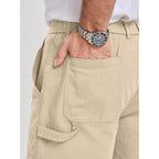 Jmierr Men'S Cotton Carpenter Work Shorts - Button & Elastic Waist, Multi-Pocket Casual Shorts