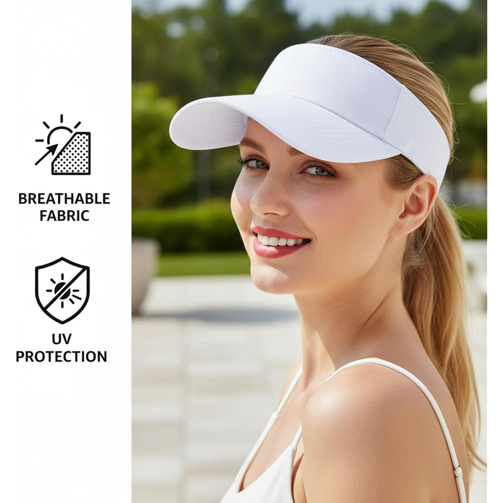 Topbuti 2 Pcs Visors for Women Men Sports Sun Visor Hats Cotton Tennis Golf Visor Hat UV Protection Summer Beach Baseball Cap