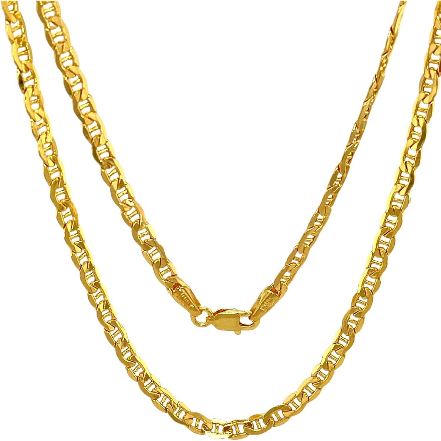 JEWELHEART 14K 10K Real Gold Flat Mariner Chain Necklace, 1.5mm - 4.65mm Diamond Cut Anchor Link Chain For Men - Dainty Yellow Gold Pendant Necklace For Women Lobster Clasp 16" 18" 20" 22" 24"